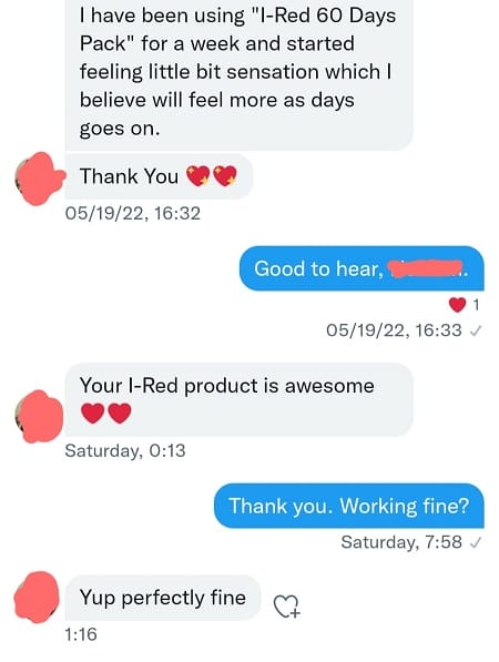 Geniune Customer Reviews on I-Red